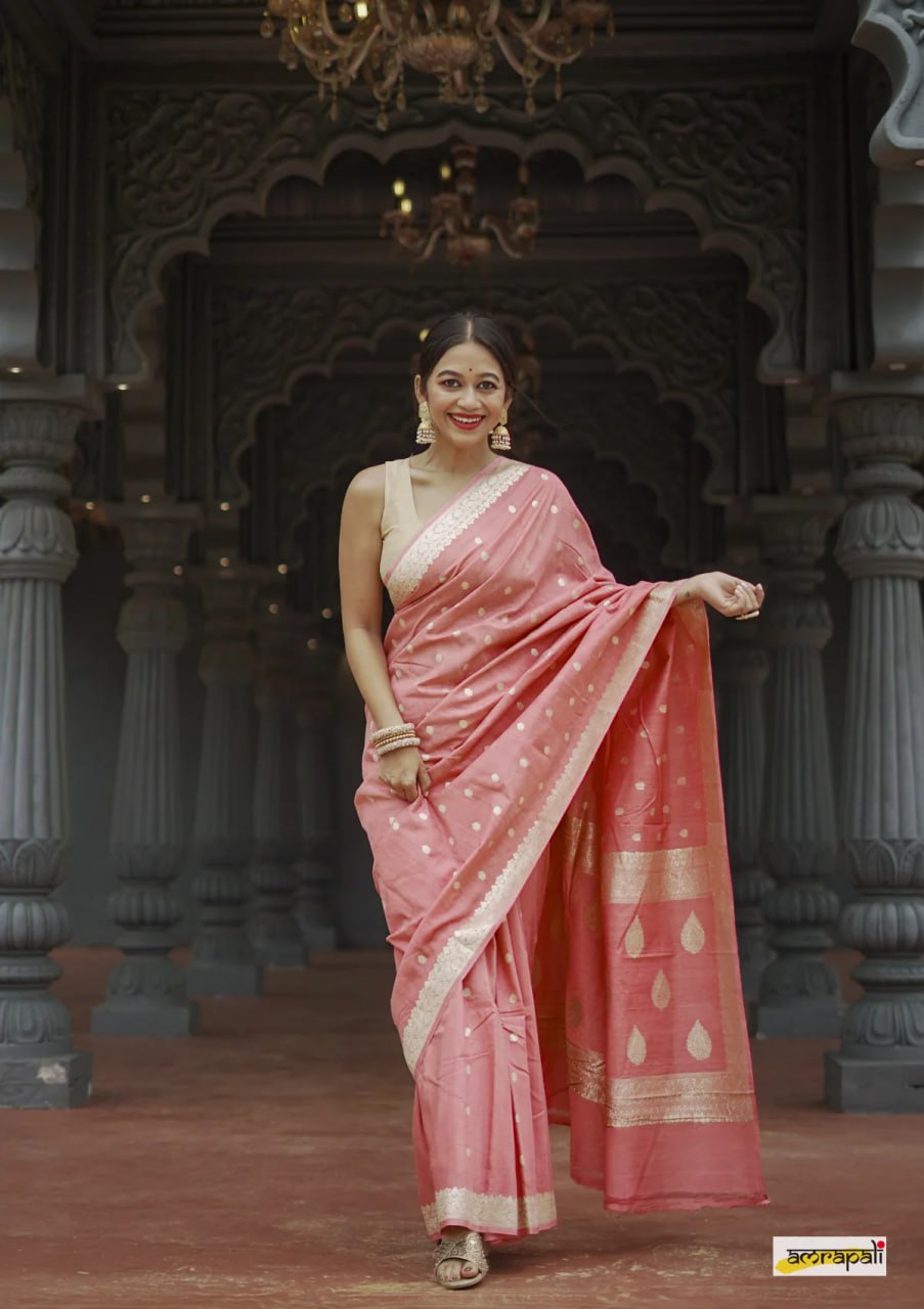 Ruhani – Blush Pink Banarasi Soft Silk Saree