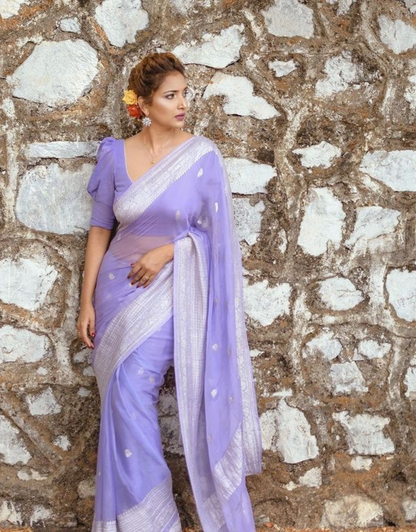 fatima Lavender Linen Silk Saree
