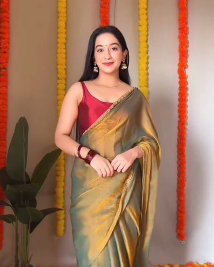 Devangi – Golden Woven Soft Tissue Silk Saree
