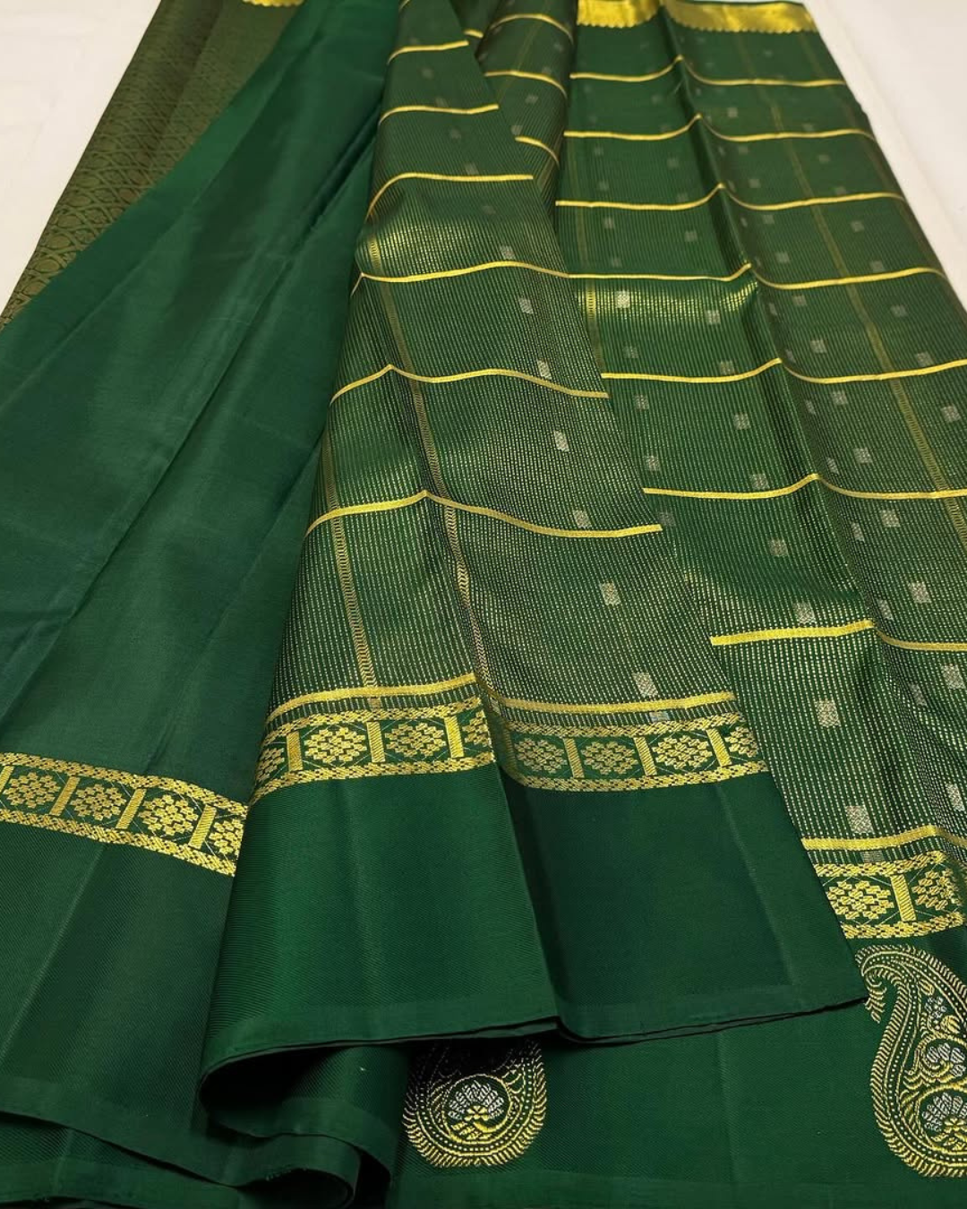 Tanvika - Emerald Green Kanjivaram Saree