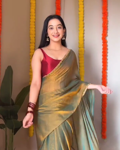 Devangi – Golden Woven Soft Tissue Silk Saree