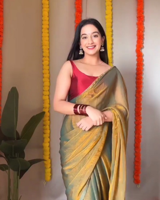 Devangi – Golden Woven Soft Tissue Silk Saree