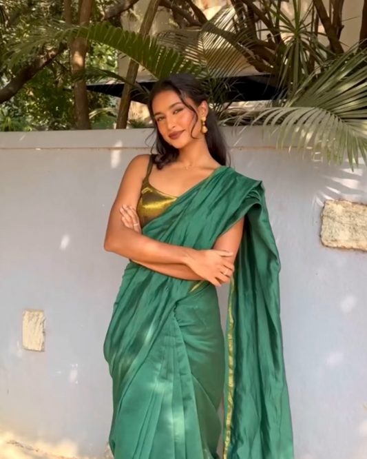 Zarah - Green Emerald Handwoven Silk Saree