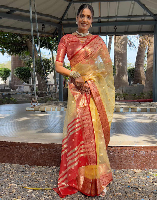 Meera - Golden Blossom – Pure Kanchivaram Silk Saree