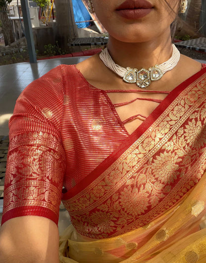 Meera - Golden Blossom – Pure Kanchivaram Silk Saree