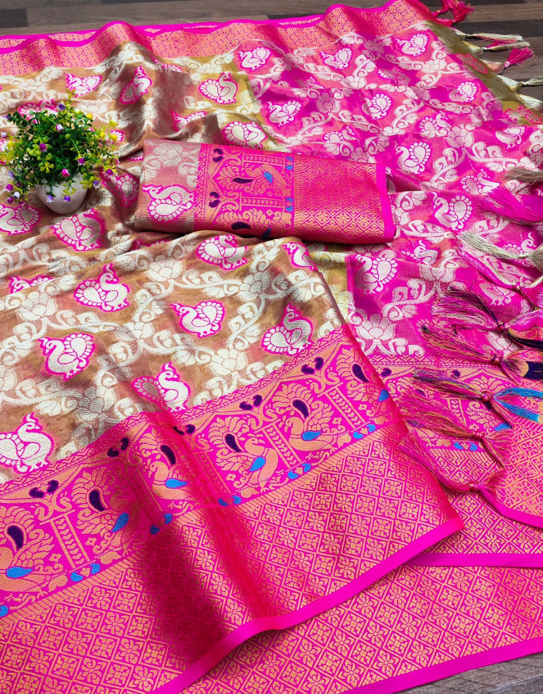 Veera Pink Organza Silk Saree