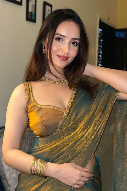 Golden Gleam - Organza Silk Saree