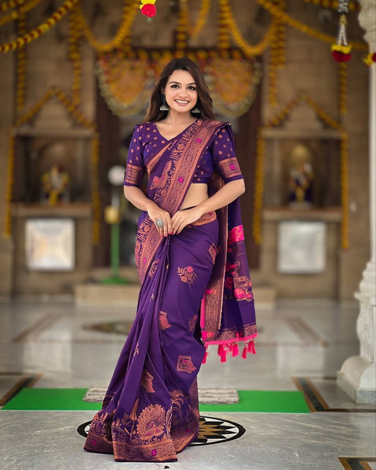 Anika – Soft Lichi Silk Jacquard Saree