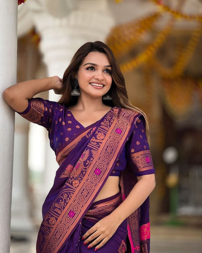 Anika – Soft Lichi Silk Jacquard Saree