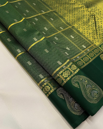 Tanvika - Emerald Green Kanjivaram Saree