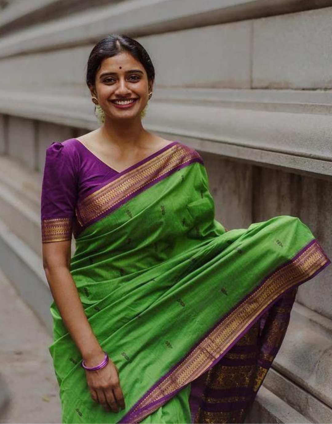 Bhavna ToxicGreen Linen Cotton Saree