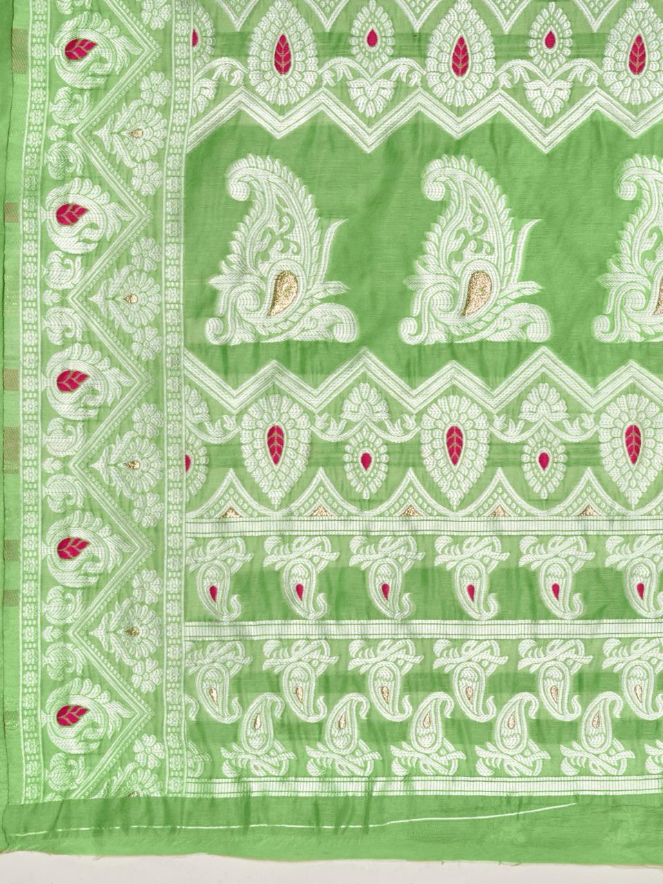 Kenvi Pista Banarasi Silk Saree