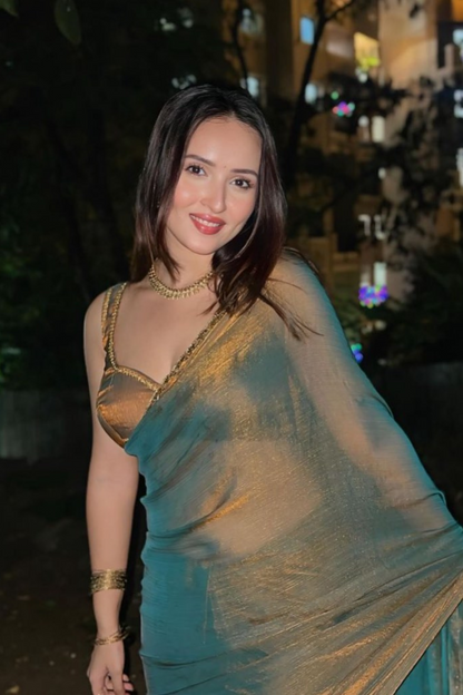 Golden Gleam - Organza Silk Saree