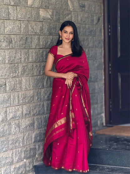 Gulab Maheshwari – Pure Handloom Silk Cotton Saree
