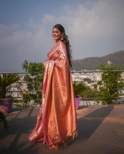 Epilogue Rose Banarasi Silk Saree With Elegant Blouse Piece