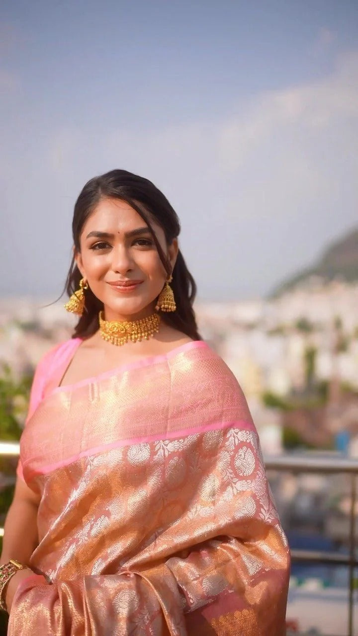 Epilogue Rose Banarasi Silk Saree With Elegant Blouse Piece