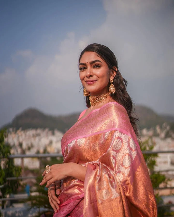 Epilogue Rose Banarasi Silk Saree With Elegant Blouse Piece