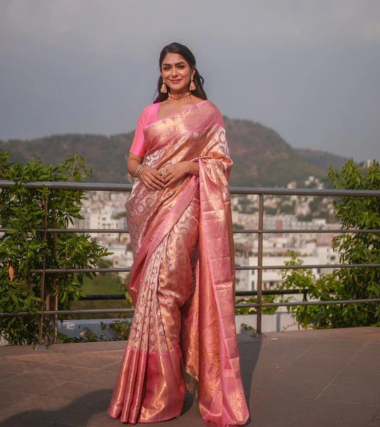 Epilogue Rose Banarasi Silk Saree With Elegant Blouse Piece