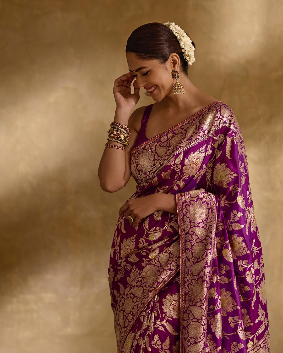 Twilight Glow Banarasi Silk Saree in Royal Purple