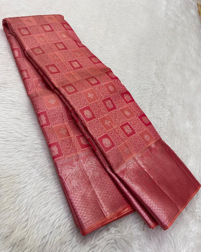 Ritika Coral Banarasi Soft Silk Saree
