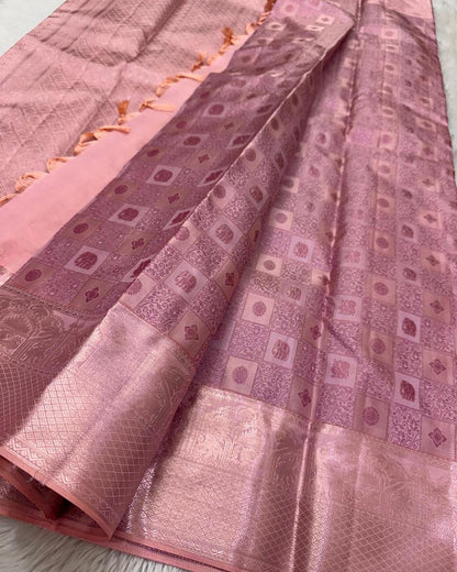 Ritika Rosewood Banarasi Soft Silk Saree