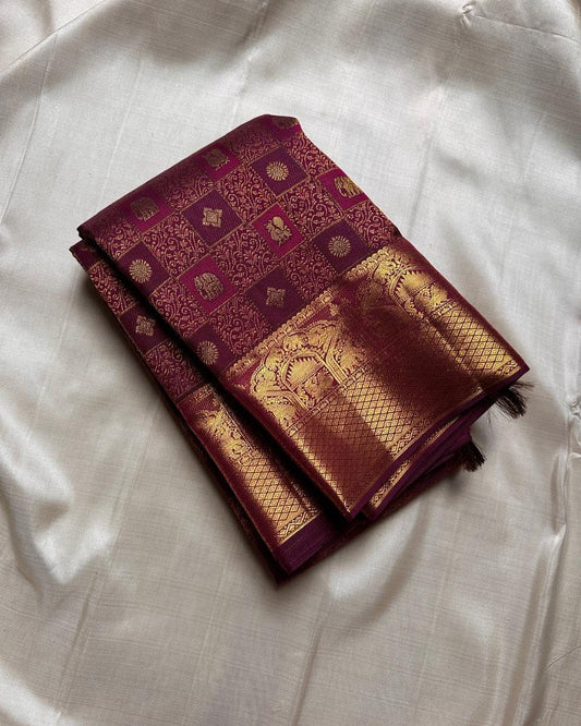 Ritika Wine Banarasi Soft Silk Saree