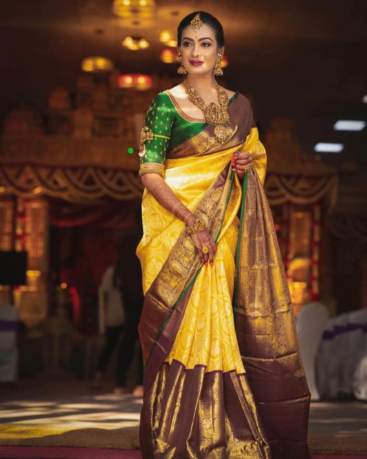 Janvi Charm Banarasi Silk Saree with Glamorous Blouse