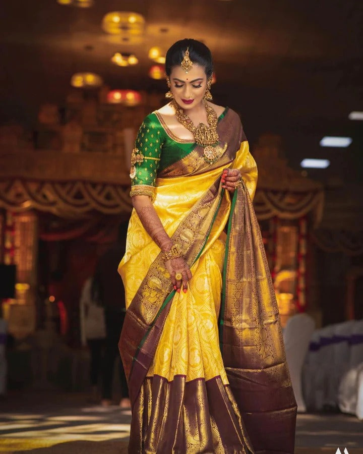 Janvi Charm Banarasi Silk Saree with Glamorous Blouse