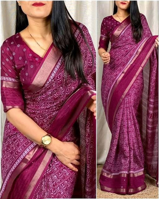 Vayushin Wine Dola Silk Designer Saree with Elegant Blouse