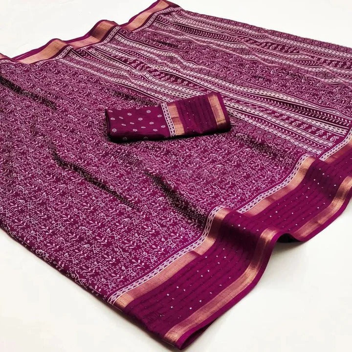 Vayushin Wine Dola Silk Designer Saree with Elegant Blouse