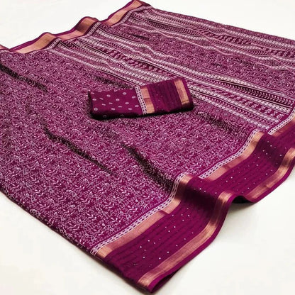 Vayushin Wine Dola Silk Designer Saree with Elegant Blouse