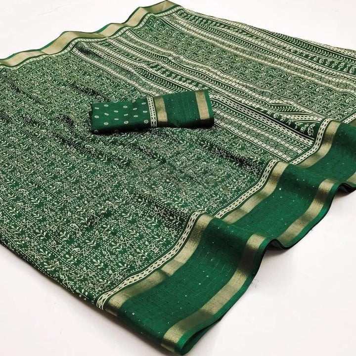 Vayushin Green Dola Silk Designer Saree with Elegant Blouse