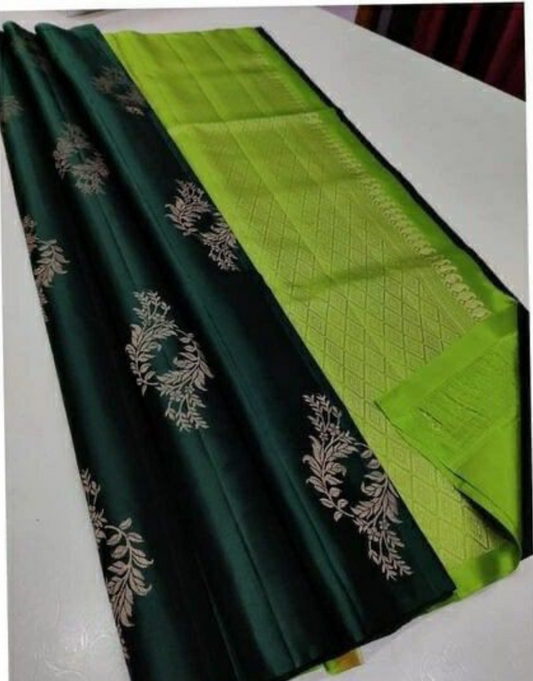 Hetal Dark Green-Green Soft Silk Saree