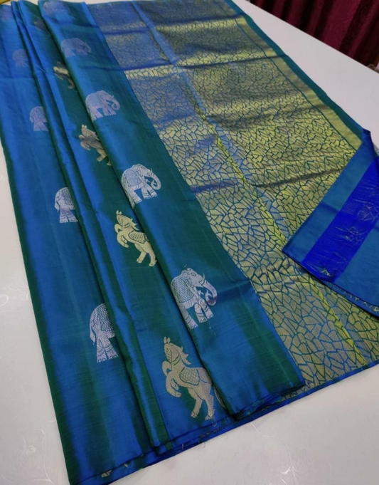 Nisha Dusk Blue Soft Silk Saree