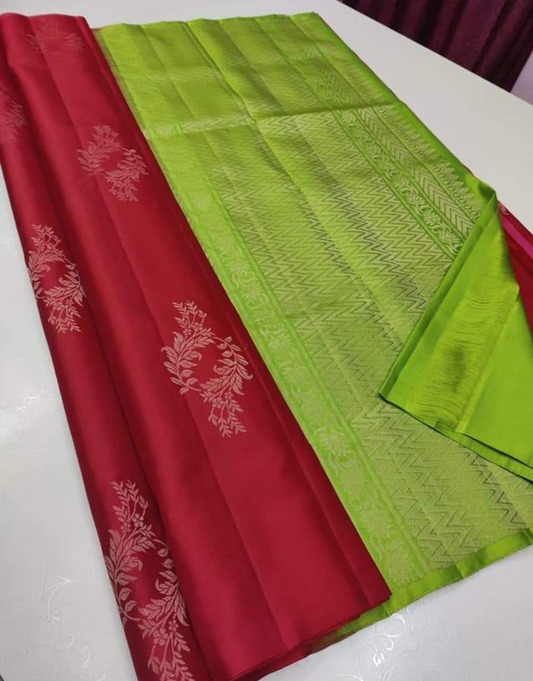 Hetal Red-Green Soft Silk Saree