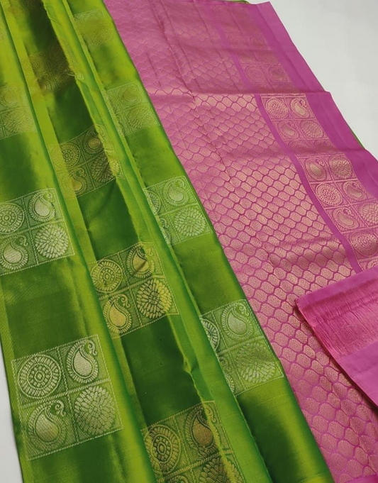 Krupa Green - Pink Soft Silk Saree