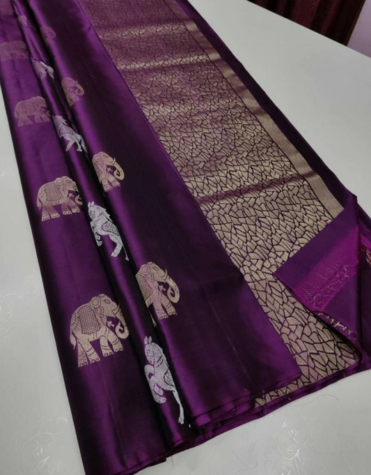 Nisha Purpul Soft Silk Saree