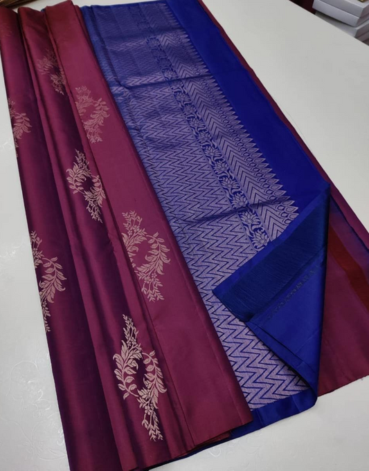 Hetal Wine-Blue Soft Silk Saree