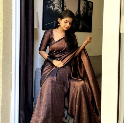 Abha Black Soft Banarasi Silk Saree With Enchanting Blouse Piece - ABHA