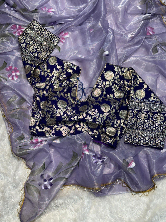 New Designer Artwork Soft Tissue Saree with Designer Handwork Blouse