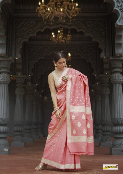 Ruhani – Blush Pink Banarasi Soft Silk Saree