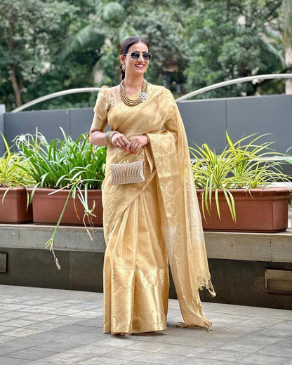 Aaradhya – Kanchi Border Copper Tissue Silk Saree