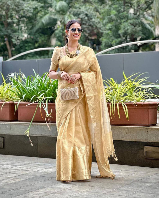 Aaradhya – Kanchi Border Copper Tissue Silk Saree