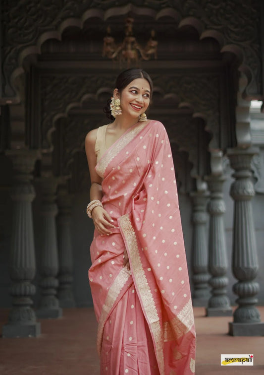 Ruhani – Blush Pink Banarasi Soft Silk Saree