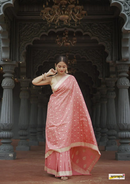 Ruhani – Blush Pink Banarasi Soft Silk Saree
