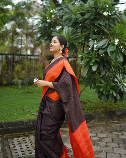 Richa Black-Red Soft Banarasi Silk Saree With Mesmorising Blouse