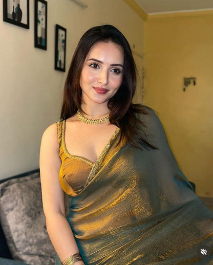 Anaya – Golden Tissue Saree
