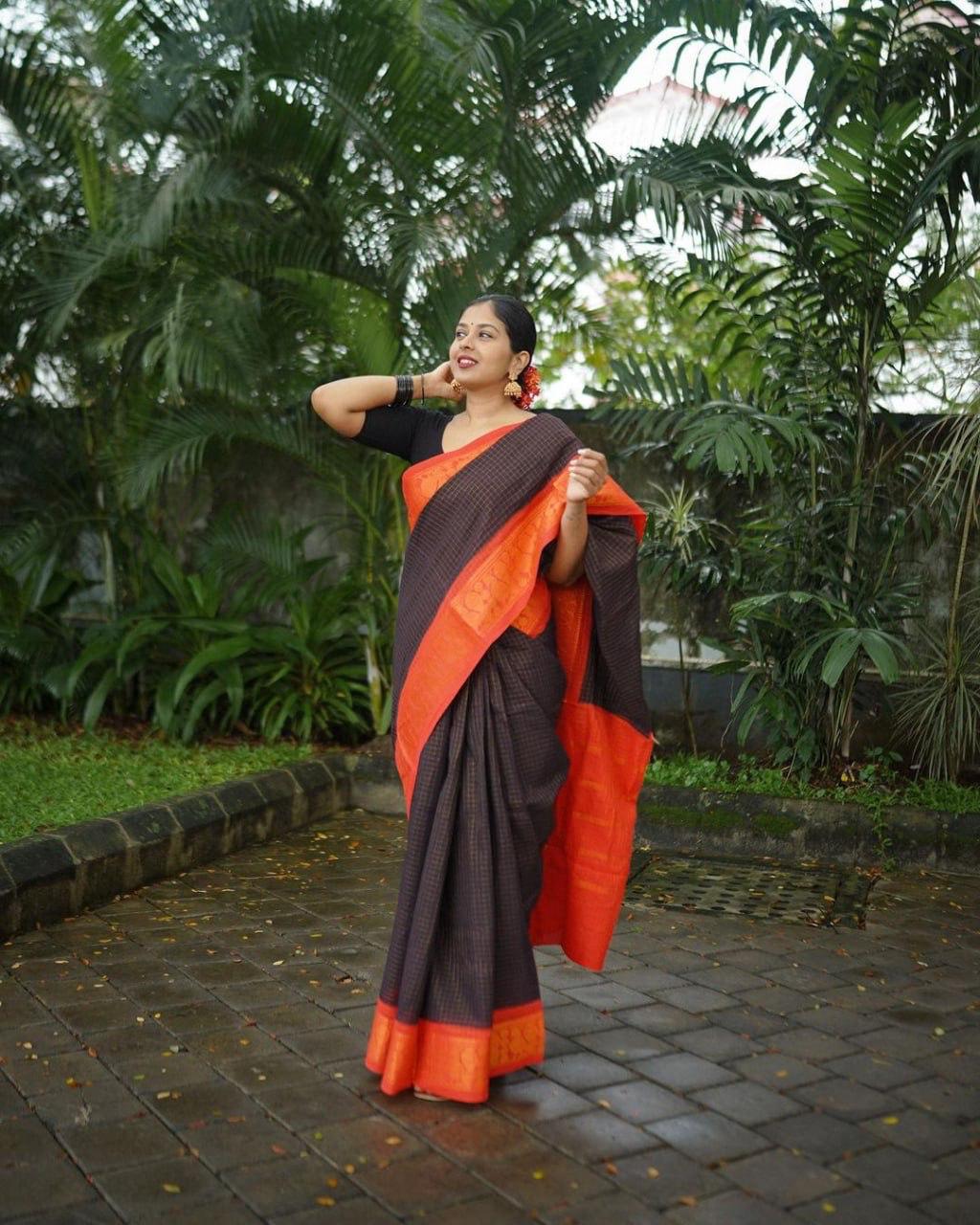 Richa Black-Red Soft Banarasi Silk Saree With Mesmorising Blouse