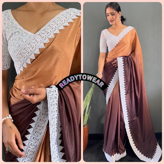 Blush Elegance – Ready-to-Wear Chinnon Pedding Saree