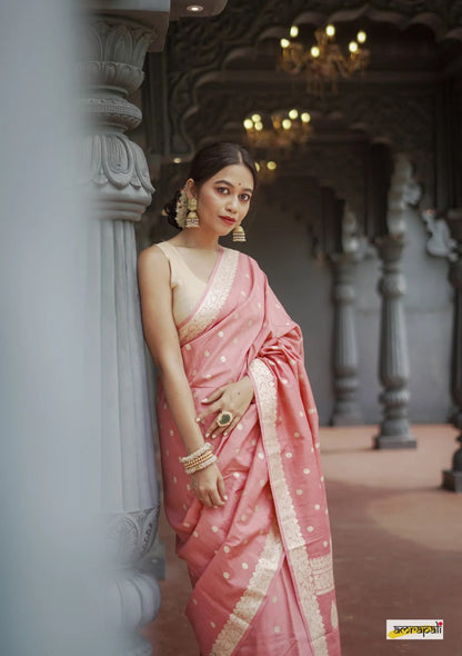 Ruhani – Blush Pink Banarasi Soft Silk Saree
